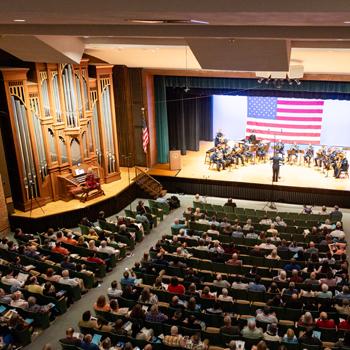 American Guild of Organists national convention event at Cox Auditorium, Principia College, Elsah, Illinois (photo courtesy Principia College)