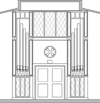 Rendering of Goulding & Wood façade for 1981 M. P. Möller Opus 11519, Our Lady of Grace Monastery, Beech Grove, Indiana