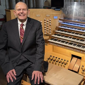 James Kibbie at the console of the organ at the Cathedral of Notre-Dame, Paris, France